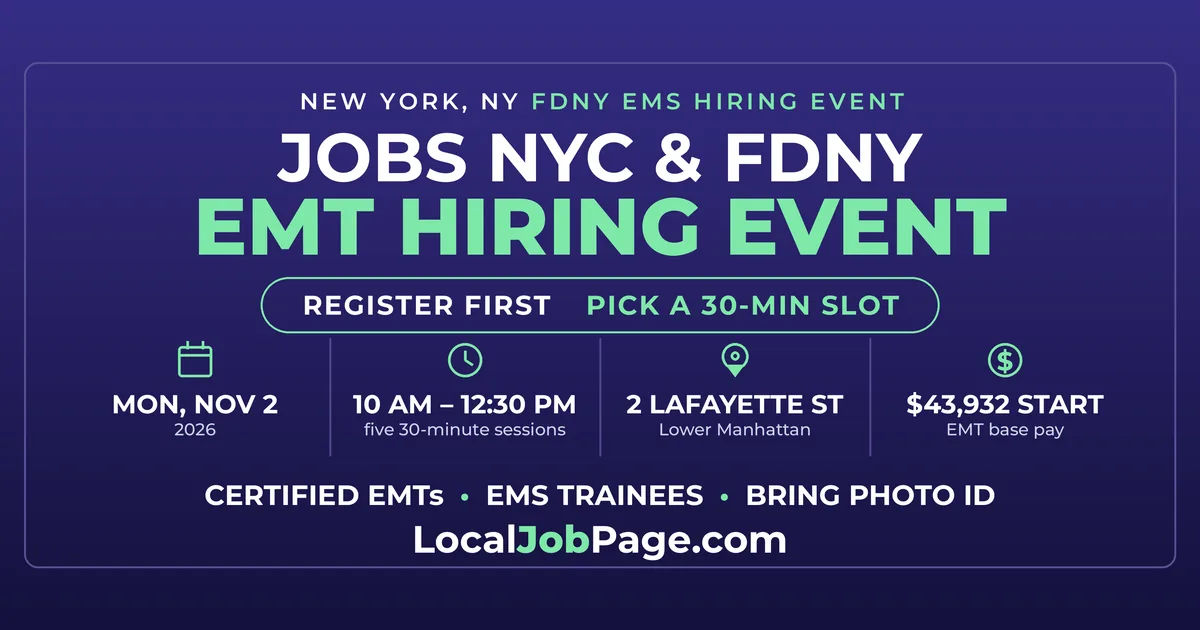 FDNY EMT Hiring Event Nov. 2: Register for a Slot at 2 Lafayette Street