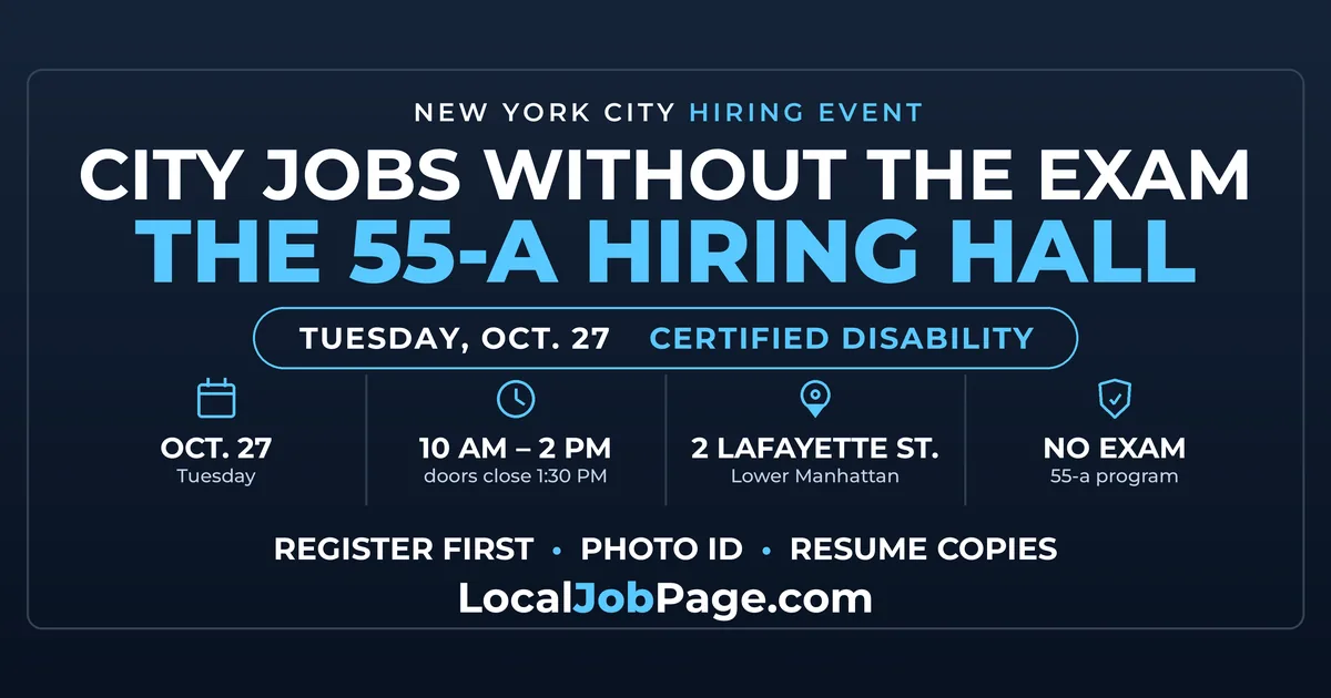 NYC 55-a Hiring Hall Oct. 27: City Jobs Without the Civil Service Exam