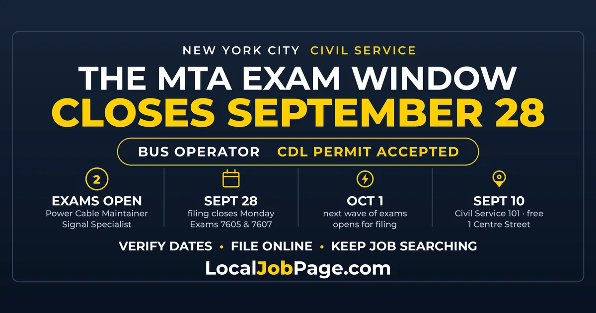 New York City's Civil Service Door Is Open Right Now, and the MTA Window Closes September 28